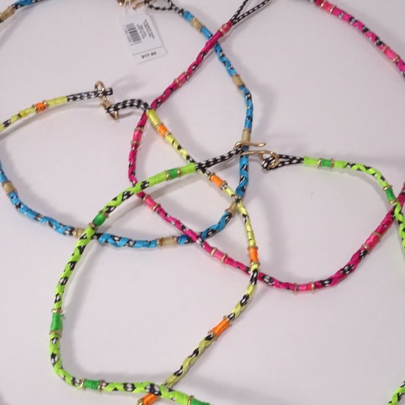 GAP Braided Check Gold ring Poet Hook Necklace RAINBOW NWT 48 Set of 4 Necklaces - Picture 4 of 4